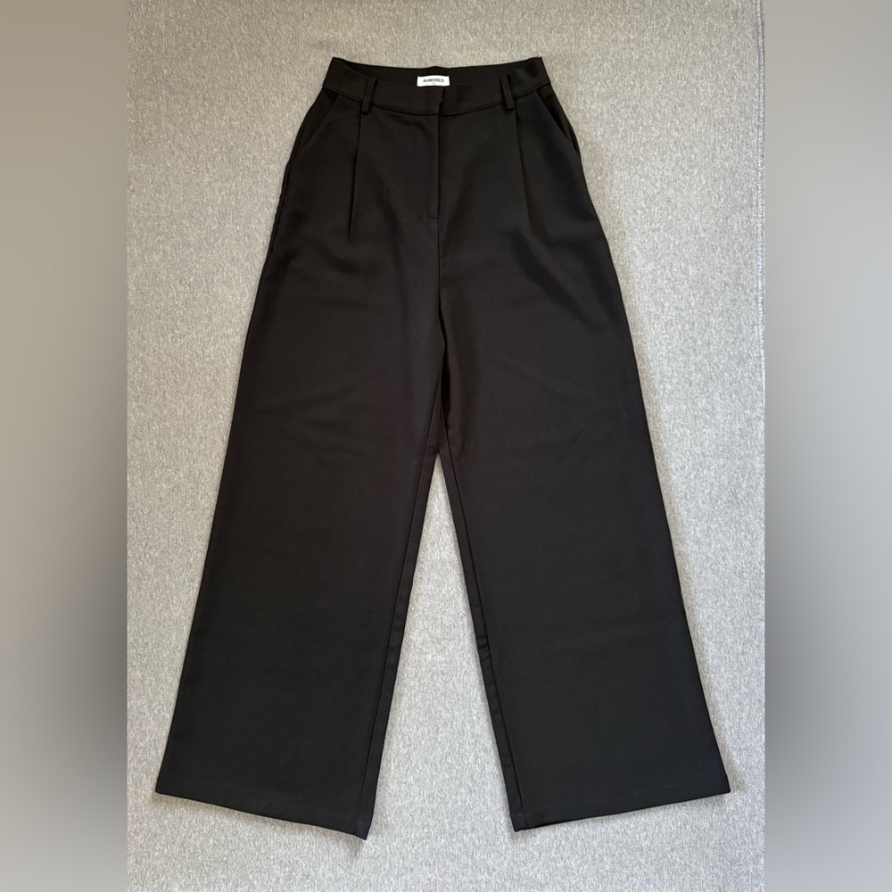 Rumored black wide leg high waisted flowy classic trousers pants women size M